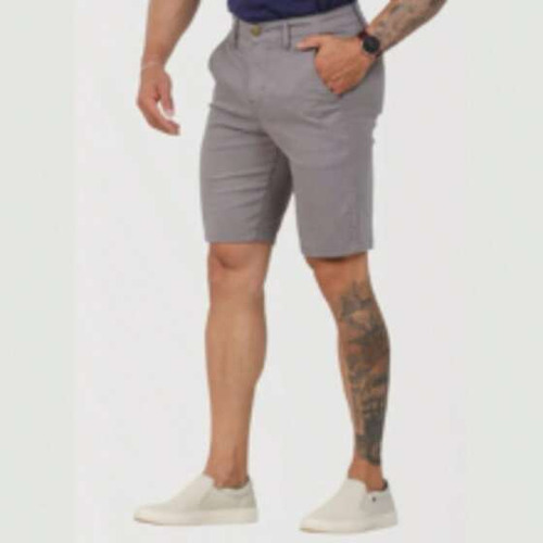 Bermuda Masculina Sarja Oksys Cinza Slim Fit Conforto Estilo